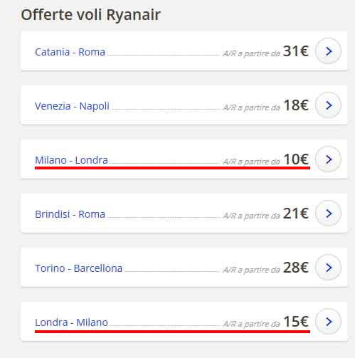 Coupon codice sconto Ryanair 10 euro