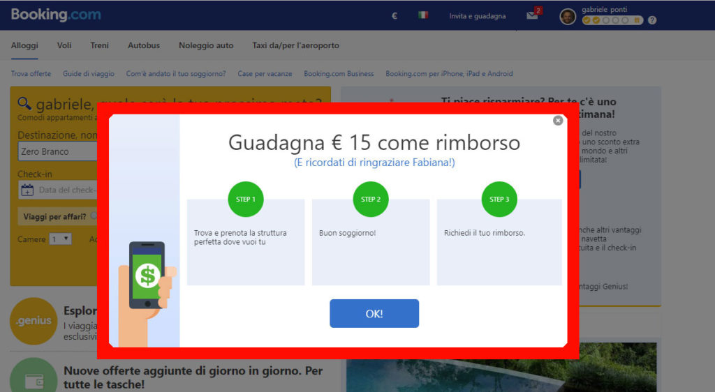 codice sconto booking da pc